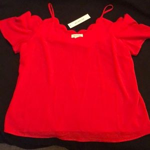 Monteau Scallop Neck Drop Sleeve Top